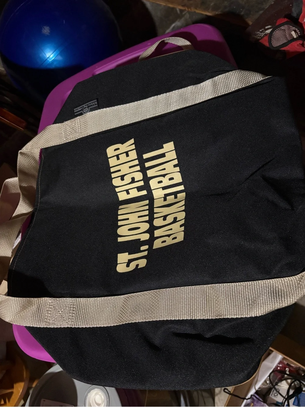 St. John Fisher Basketball Black and Tan Duffle Bag